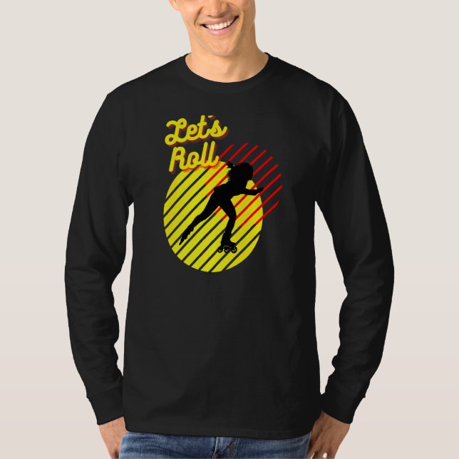 Camiseta Patinaje de patinaje retro de 80's 70's Let's Roll (Anverso)
