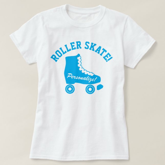 Camiseta Patinaje de patinaje retro gráfico Aqua Blue (Diseño del anverso)