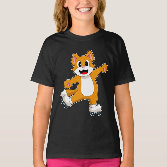 Camiseta Patinaje en línea para gatos (Anverso)