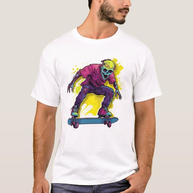 Camiseta Patinaje en patinaje sobre zombis (Anverso)