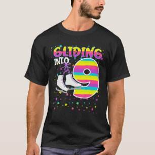 Camiseta Patinaje Noveno Niños De Cumpleaños Gliándose En H