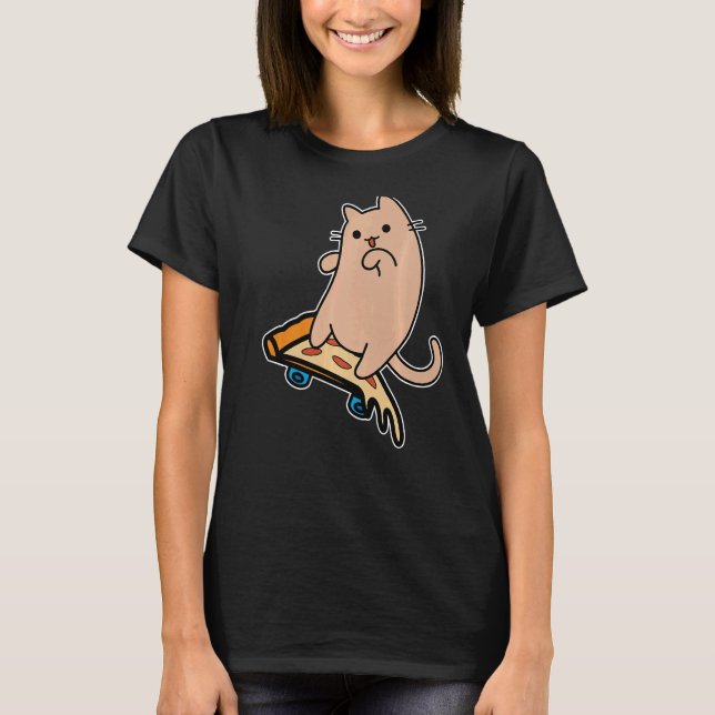 Camiseta Patinaje para gato y patineta Pepperoni Pizza B (Anverso)