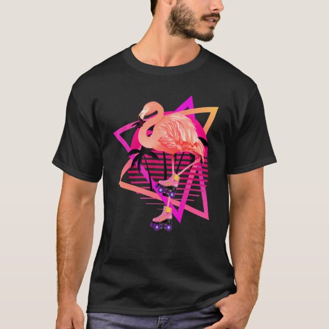 Camiseta Patinaje Patinador Flamingo Rosado (Anverso)