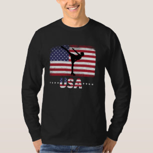 Camiseta Patinaje sobre hielo con bandera estadounidense Eq