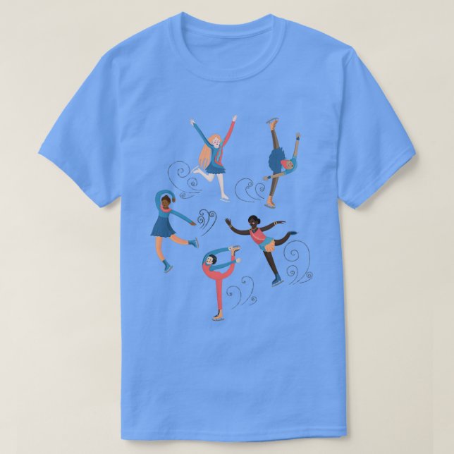 Camiseta Patinaje sobre hielo de cinco chicas (Diseño del anverso)