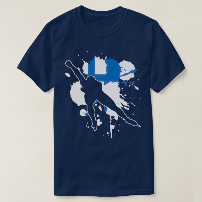 Camiseta Patinaje sobre hielo en la bandera de Finlandia 1 (Diseño del anverso)