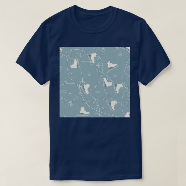 Camiseta Patinaje sobre hielo y copos de nieve patrón invie (Diseño del anverso)