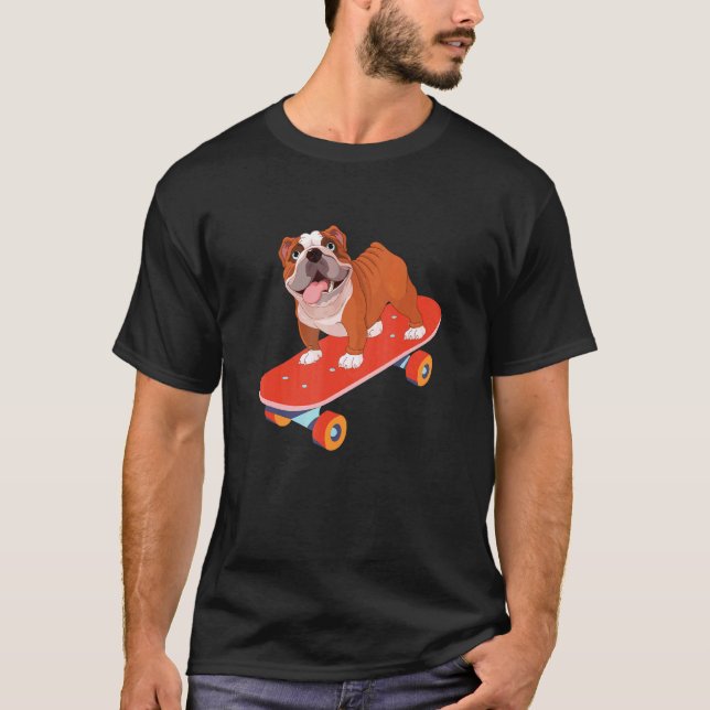 Camiseta Patinaje sobre patinaje en Bulldog inglés (Anverso)
