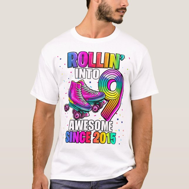 Camiseta Patinaje Sobre Roller Noveno Chicas De Cumpleaños  (Anverso)