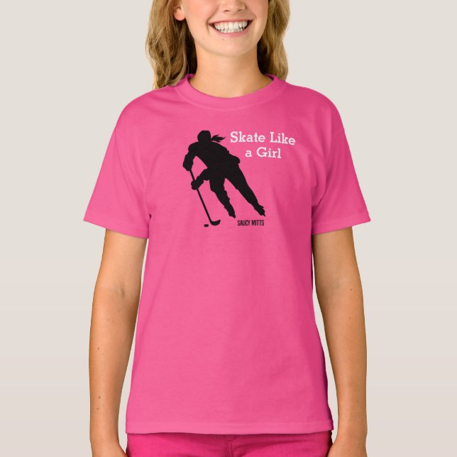 Camiseta Patinar como un rosado de hockey Chica (Anverso)
