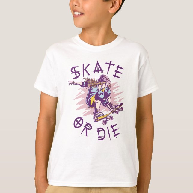 Camiseta Patinar o morir Chica de Skateboarder (Anverso)