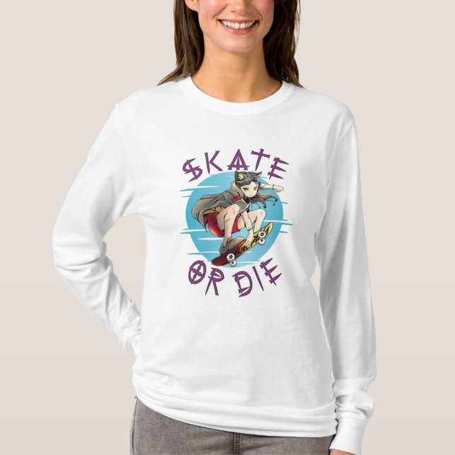 Camiseta Patinar o morir Chica de Skateboarder (Anverso)