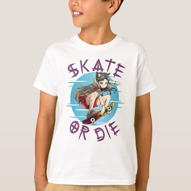 Camiseta Patinar o morir Chica de Skateboarder (Anverso)