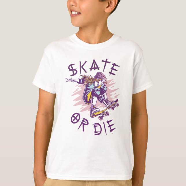 Camiseta Patinar o morir Chica de Skateboarder (Anverso)