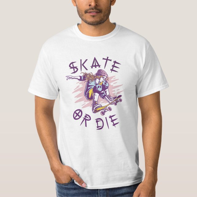 Camiseta Patinar o morir Chica de Skateboarder (Anverso)