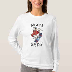 Camiseta Patinar o morir payaso Esqueleto Patinador