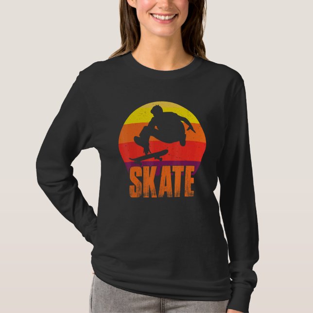 Camiseta Patinar Patineta Retro Deporte  Patinador Antiguo (Anverso)