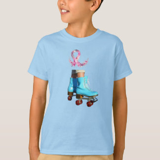 Camiseta Patines de patinaje singulares con cinta rosada fl