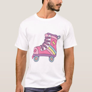 Camiseta Patines de rodillos garabato rosa y púrpura