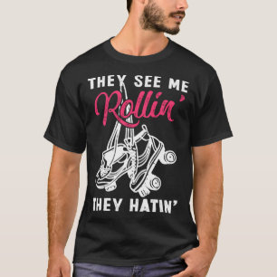 Camiseta Patines de ruedas Vintage Retro They See Me Rollin