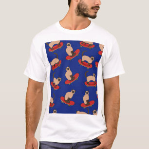 Camiseta Patines de skateboard de gatos siameses: Patrón de