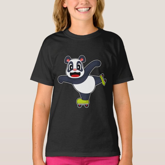 Camiseta Patines en línea de panda Patines sobre ruedas (Anverso)