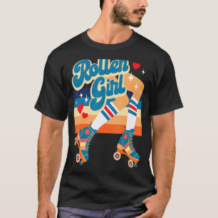 Camiseta Patines Retro De Chica De Rollador Vintage Con Cor