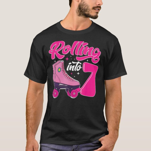 Camiseta Patines Roller De 7 Años De Edad En 7 Retro 7 (Anverso)