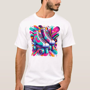 Camiseta Patines Roller Skates Retro 90 - Vibrante Diseño d