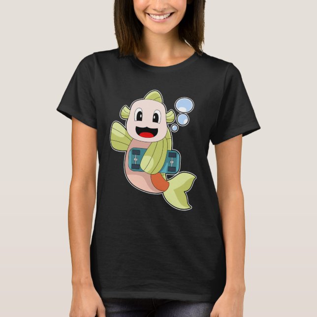 Camiseta Patineta de patinaje sobre peces (Anverso)