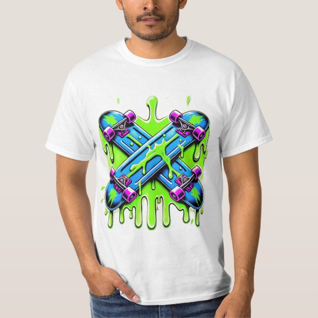 Camiseta patineta verde (Anverso)