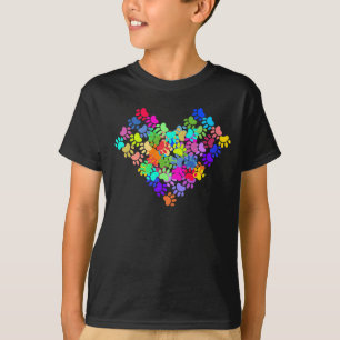 Camiseta Patitas de Perro Coloridas Corazón