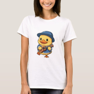 Camiseta Patito Amarillo Adorable con Sombrero Azul