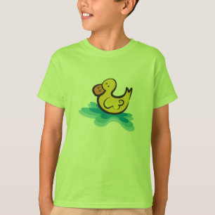 Camiseta patito de goma lindo en la bañera