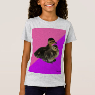 Camiseta Patitos sobre sorbete de frambuesa rosa y púrpura