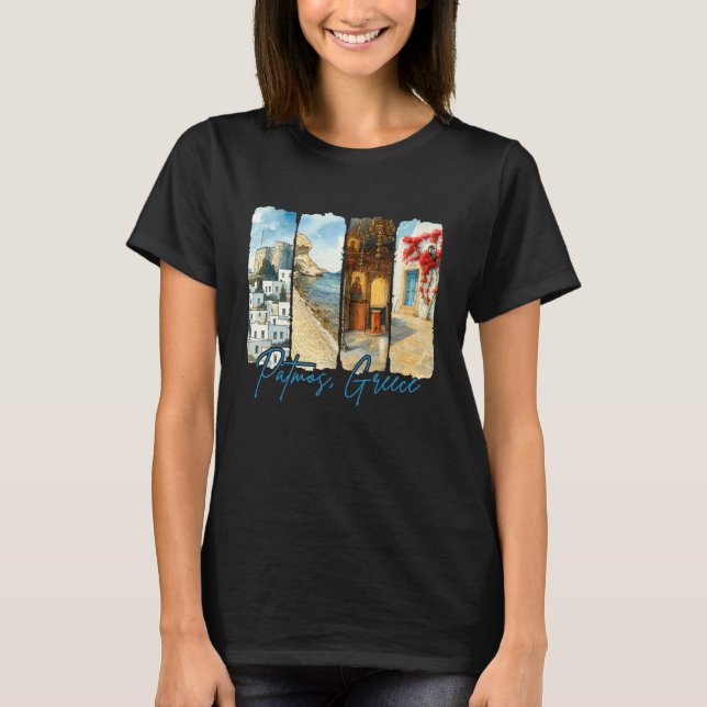 Camiseta Patmos Greece Traveling Trip Brushstroke Souvenir  (Anverso)