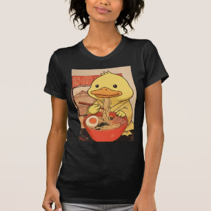 Camiseta Pato Adorable Comiendo Fideos Ramen para Fans de C