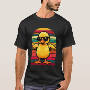 Camiseta Pato Amarillo con Gafas de Sol Retro Pato Divertid