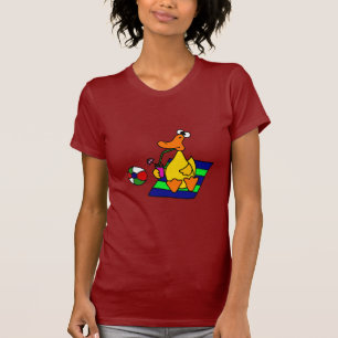 Camiseta Pato amarillo divertido en la playa