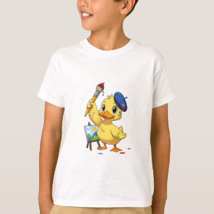 Camiseta Pato artista pintando en caballete niños