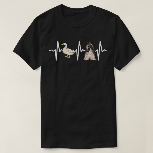 Camiseta Pato Blanco Lhasa Apsos Heartbeat Dog Lover  (Diseño del anverso)