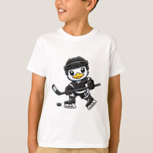 Camiseta Pato Chibi Jugando Hockey sobre Hielo Diseño Bonit