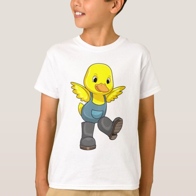 Camiseta Pato como granjero con botas (Anverso)