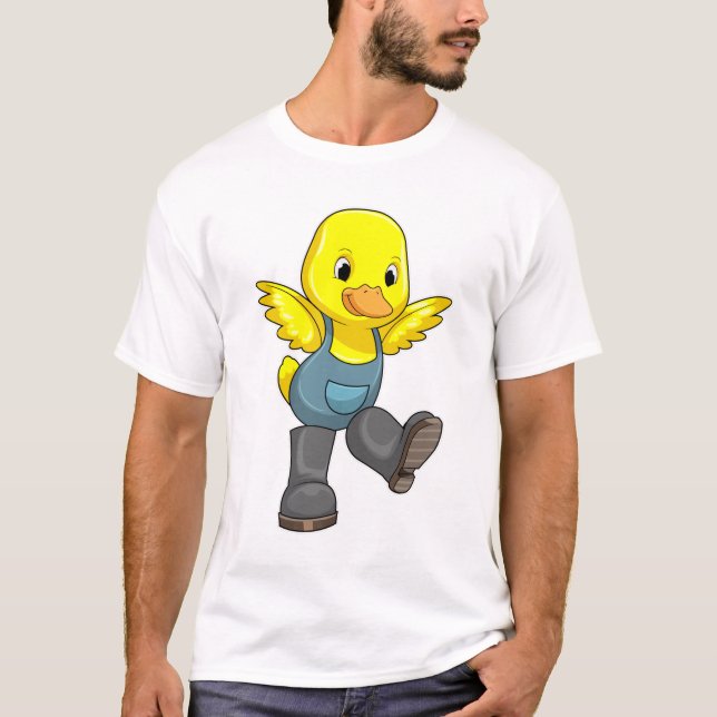 Camiseta Pato como granjero con botas (Anverso)