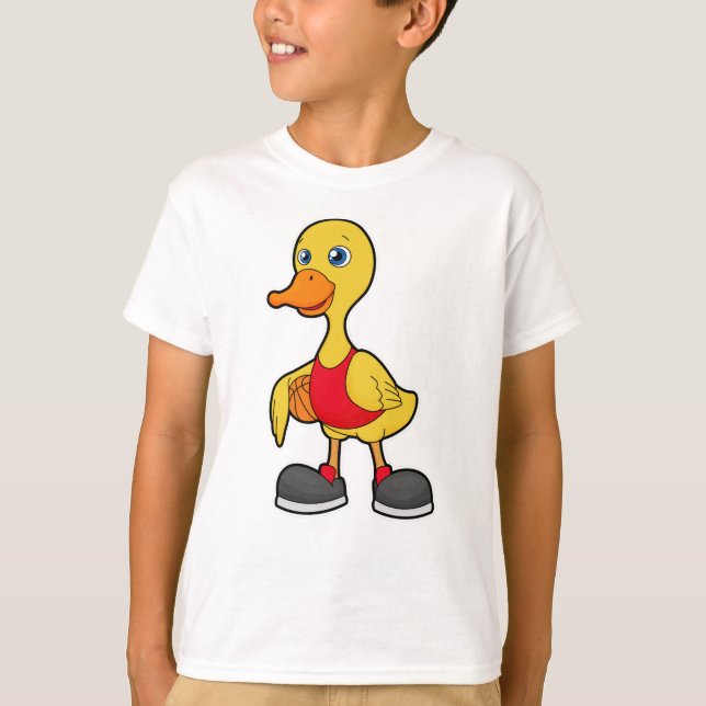 Camiseta Pato como jugador de baloncesto con baloncesto (Anverso)