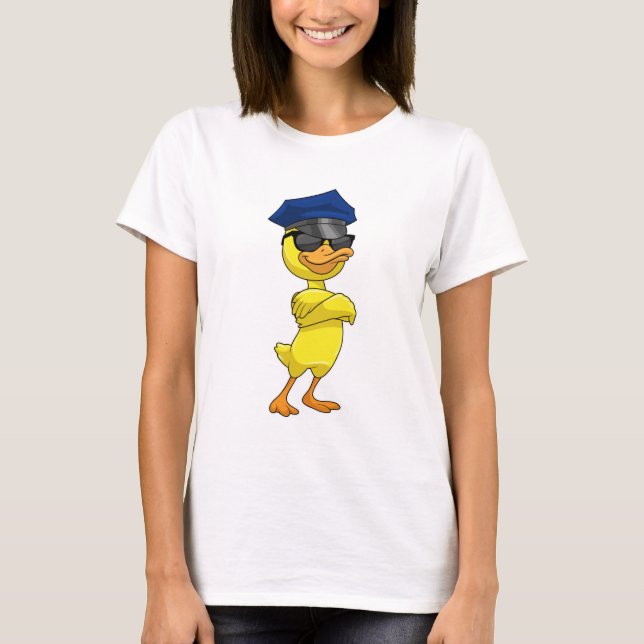 Camiseta Pato como oficial de policía con gorro de policía (Anverso)