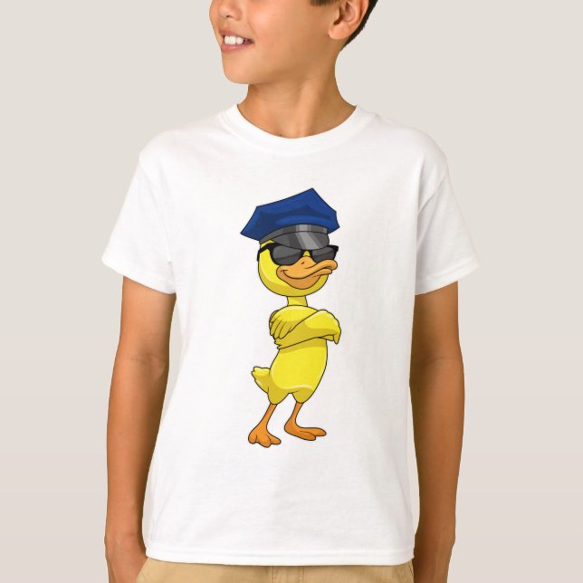 Camiseta Pato como oficial de policía con gorro de policía (Anverso)