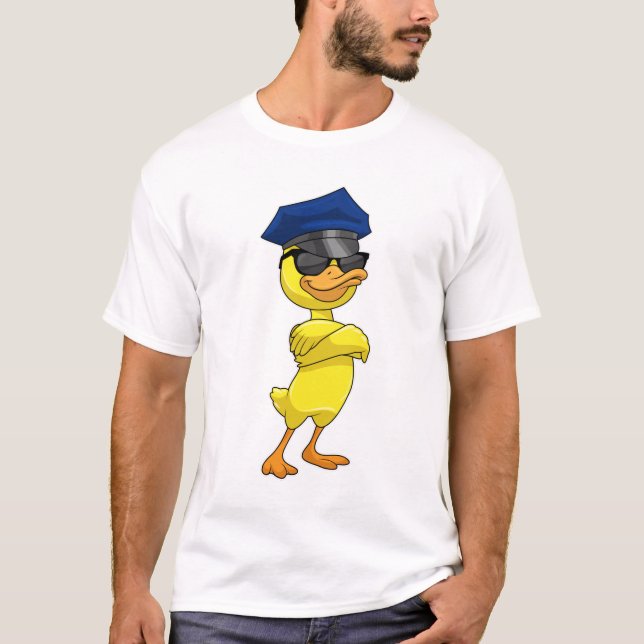 Camiseta Pato como oficial de policía con gorro de policía (Anverso)