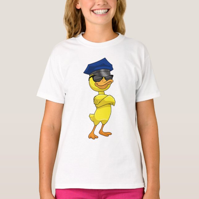 Camiseta Pato como oficial de policía con gorro de policía (Anverso)