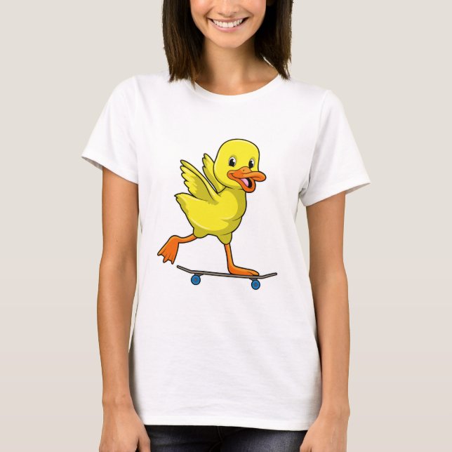 Camiseta Pato como patinador con patineta (Anverso)